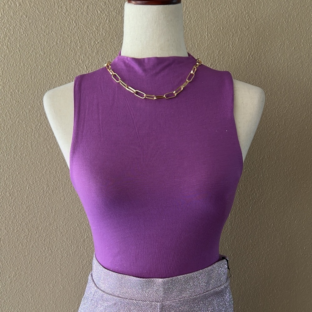Double layered purple bodysuit